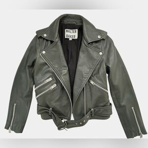 NWOT Walter Baker Allison Leather Moto Jacket |olive color